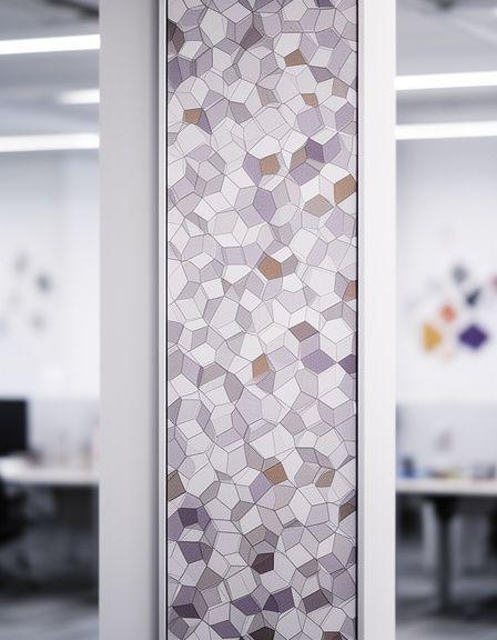 Schmales geometrisches Wandpaneel mit hexagonalem Raster in einem modernen Büro in Zürich